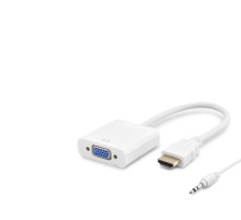 Hdmi To Vga Dişi Ses Çıkışlı Görüntü Dönüştürücü 1080P - Beyaz HDX2019B