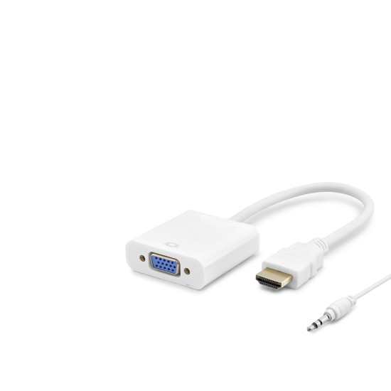 toptan-xml-dropshipping-Hdmi To Vga Dişi Ses Çıkışlı Görüntü Dönüştürücü 1080P - Beyaz HDX2019B