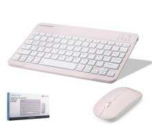 Kablosuz Bluetooth Smart Klavye Mouse Seti Şarjlı 1600 Dpi Pembe HDX2508P