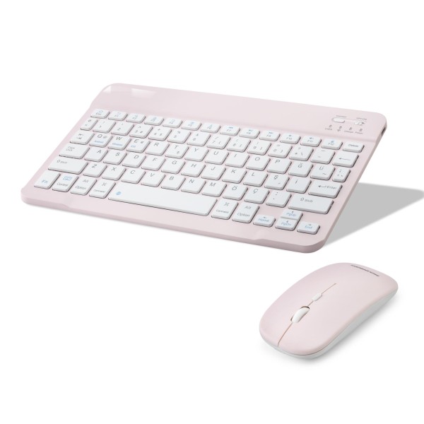 toptan-xml-dropshipping-Kablosuz Bluetooth Smart Klavye Mouse Seti Şarjlı 1600 Dpi Pembe HDX2508P