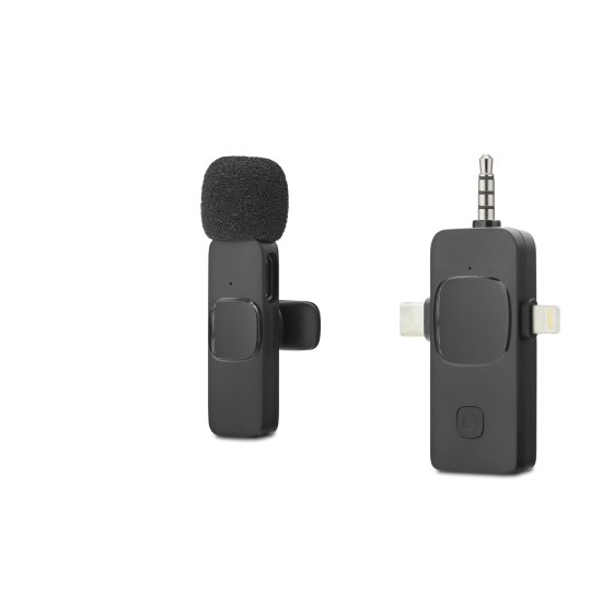 toptan-xml-dropshipping-Kablosuz Yaka Mikrofonu Type-c Lightning 3.5 Mm Siyah HDX2781