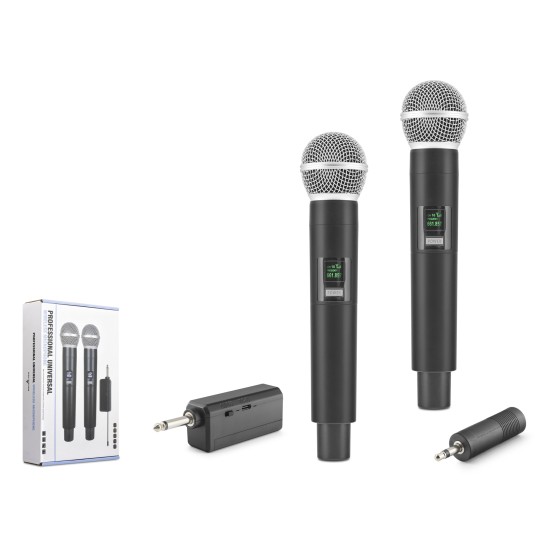 toptan-xml-dropshipping-Uhf Kablosuz 2 Mikrofonlu Set 6.35 Mm Siyah HDX2802