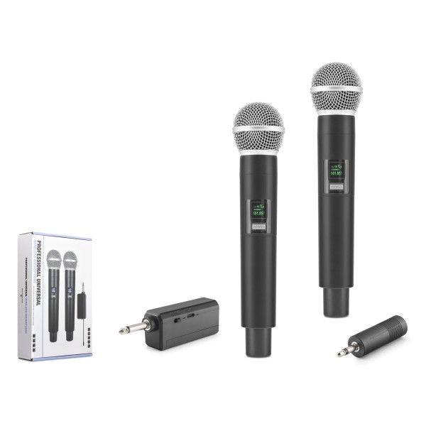 toptan-xml-dropshipping-Uhf Kablosuz 2 Mikrofonlu Set 6.35 Mm Siyah HDX2802