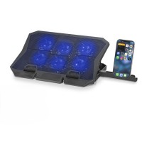 Laptop Soğutucu 6 Fan Led Telefon Standlı - Siyah HDX4254