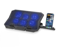 Laptop Soğutucu 6 Fan Led Telefon Standlı - Siyah HDX4254