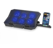 Laptop Soğutucu 6 Fan Led Telefon Standlı - Siyah HDX4254