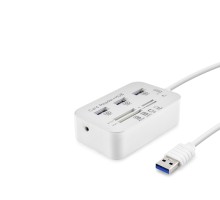 Usb 3.0 Hub Kart Okuyucu 7 Port 5 Gbps Beyaz HDX7028