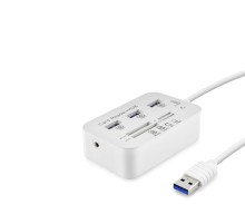 Usb 3.0 Hub Kart Okuyucu 7 Port 5 Gbps Beyaz HDX7028