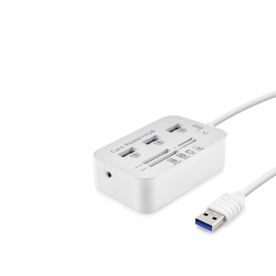toptan-xml-dropshipping-Usb 3.0 Hub Kart Okuyucu 7 Port 5 Gbps Beyaz HDX7028