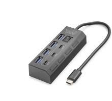 Type-C 3.2 Gen1 Anahtarlı Hub 7 Port 5 Gbps Siyah HDX7057