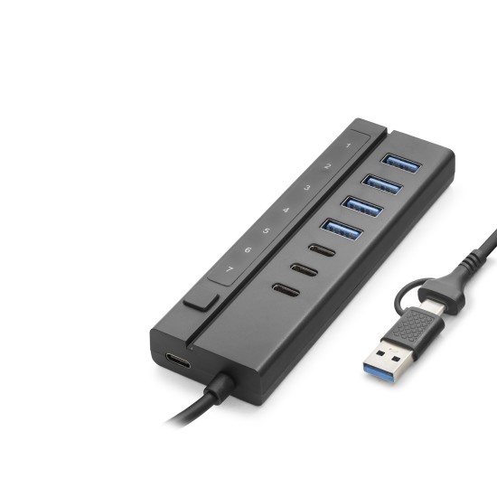 toptan-xml-dropshipping-Usb Type-C 3.2 Gen1 Hub Anahtarlı 8 Port 5 Gbps Siyah HDX7062