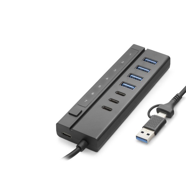 toptan-xml-dropshipping-Usb Type-C 3.2 Gen1 Hub Anahtarlı 8 Port 5 Gbps Siyah HDX7062