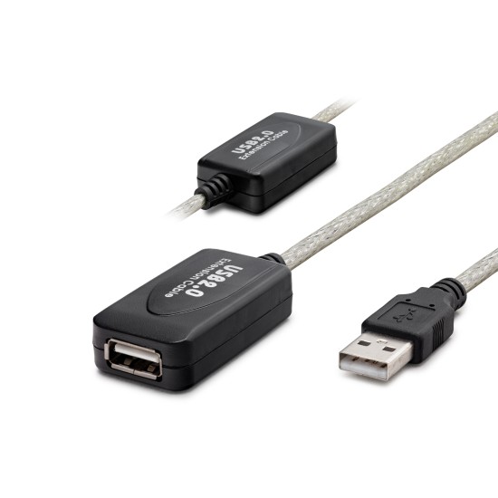 toptan-xml-dropshipping-Usb Uzatma Kablosu 20 M - Silver Siyah HDX7515