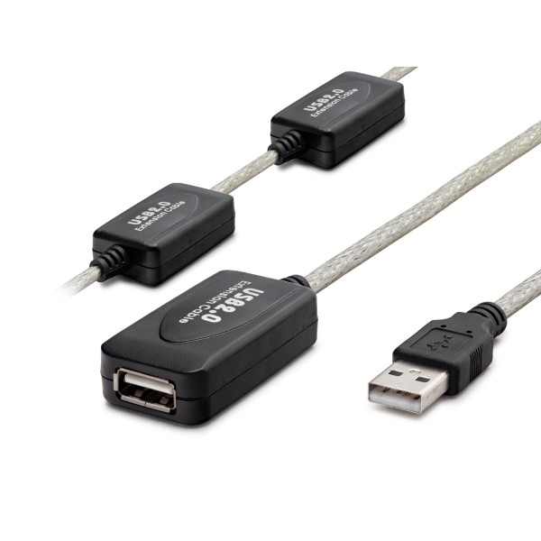 toptan-xml-dropshipping-Usb Uzatma Kablosu 30 M - Silver Siyah HDX7525