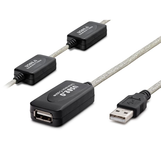 toptan-xml-dropshipping-Usb Uzatma Kablosu 25 M - Silver Siyah HDX7546