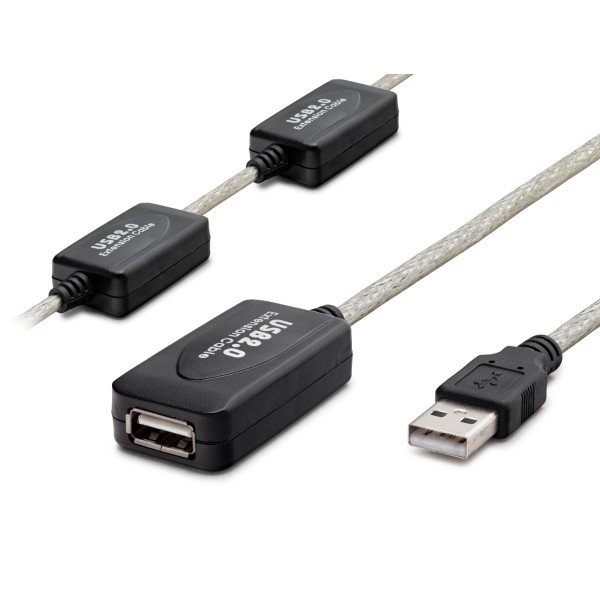 toptan-xml-dropshipping-Usb Uzatma Kablosu 25 M - Silver Siyah HDX7546