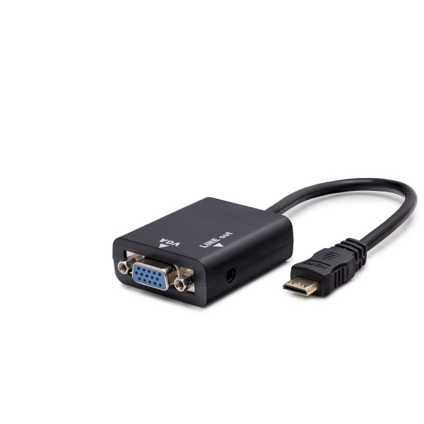 toptan-xml-dropshipping-Mini Hdmi To Vga Ses Çıkışlı Görüntü Dönüştürücü - Siyah HDX7762