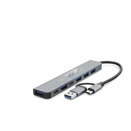 toptan-xml-dropshipping-Usb Type-C 3.0 Hub 7 Port Gri HDX7827
