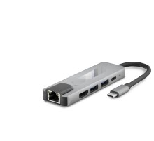 Type-C 3.0 Hub Pd Hdmı 4K 30Hz Lan 100M 5 Port 5 Gbps Gri HDX7831