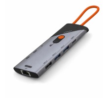 Type-C Combo Hub Hdmi Dp Pd Lan Kart Okuyucu 9 Port Gri HDX7878