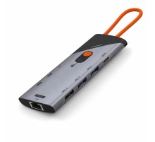 Type-C Combo Hub Hdmi Dp Pd Lan Kart Okuyucu 9 Port Gri HDX7878