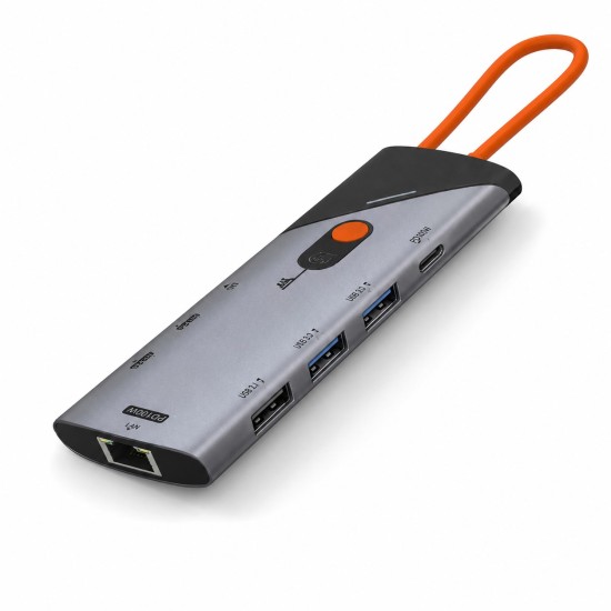 toptan-xml-dropshipping-Type-C Combo Hub Hdmi Dp Pd Lan Kart Okuyucu 9 Port Gri HDX7878