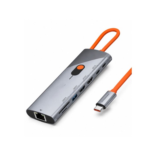 toptan-xml-dropshipping-Type-c Hub Dual Hdmı Pd Lan Kart Okuyucu 9 Port HDX7879