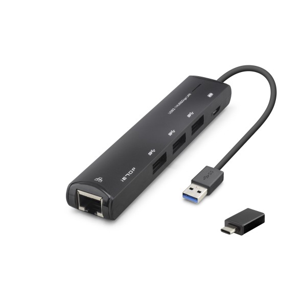 toptan-xml-dropshipping-Usb Type-c 3.2 Gen1 Hub Gigabit Lan 4 Port 5 Gbps Siyah HDX7897