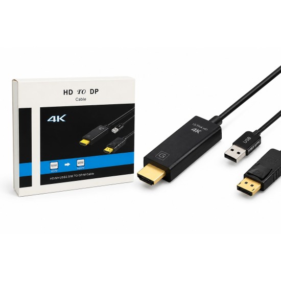 toptan-xml-dropshipping-Hdmı Usb To Displayport Aktif Dönüştürücü Kablo 4K 60Hz 26 Cm HDX7901