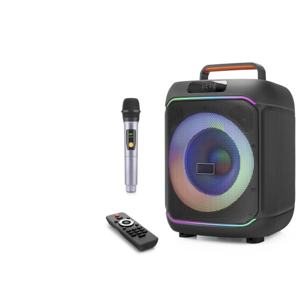 Karaoke Mikrofonlu Bluetooth Hoparlör Fm Radyo 40W 8 İnç Rgb Kumandalı Siyah JBR818