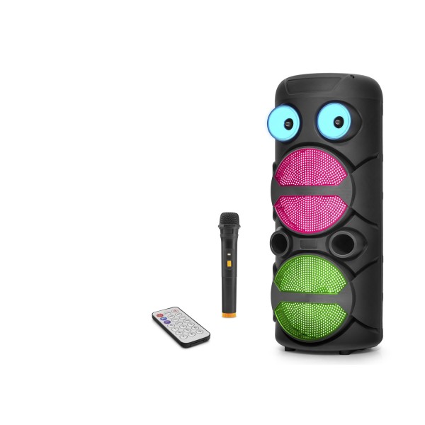 toptan-xml-dropshipping-Bluetooth Hoparlör Fm Radyo 2X8 Inç Usb Tf Aux Rgb Mikrofonlu Kumandalı - Siyah JBR8809