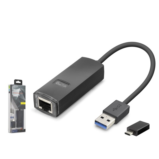 toptan-xml-dropshipping-Usb 3.1 Usb Type-c Gen1 Ethernet Adaptör Gigabit Siyah LAN03