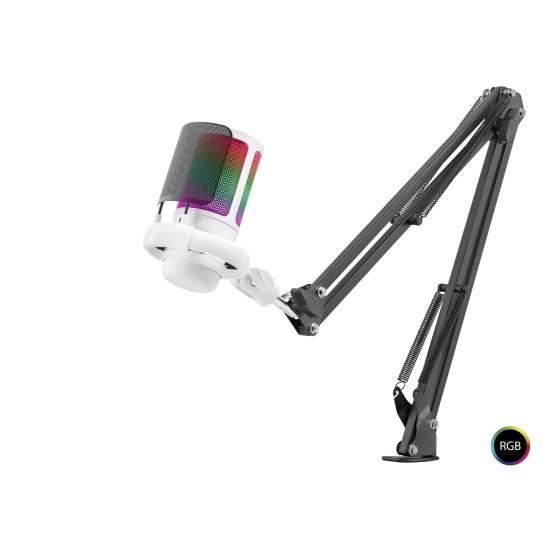 toptan-xml-dropshipping-Gaming Rgb Mikrofon Seti Boom Mikrofon Kolu Type-C 192Khz 24Bit Beyaz ME6S35W