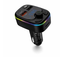 Bluetooth 5.3 Fm Transmitter Pd 20W Şarj Cihazlı Led Ekranlı Rgb Aydınlatmalı Siyah ND1100