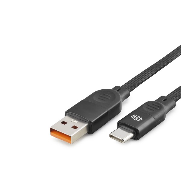 toptan-xml-dropshipping-Usb Type-c Şarj Ve Data Kablosu 45W 1 M Örgülü Siyah ND1102