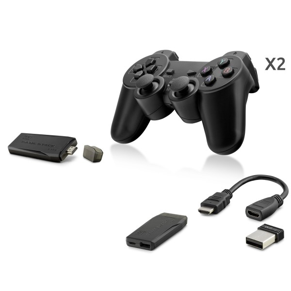 toptan-xml-dropshipping-Retro Oyun Stick Hdmi Çift Gamepad Seti 2.4G Kablosuz - Siyah ND763
