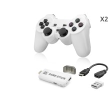 Retro Oyun Stick Hdmi Çift Gamepad Seti 64 Gb Kart Destekli 2.4G Kablosuz - Beyaz ND766