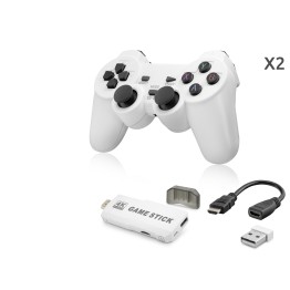 Retro Oyun Stick Hdmi Çift Gamepad Seti 64 Gb Kart Destekli 2.4G Kablosuz - Beyaz ND766