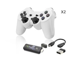 Retro Oyun Stick Hdmi Çift Gamepad Seti 64 Gb Kart Destekli 2.4G Kablosuz - Beyaz ND767