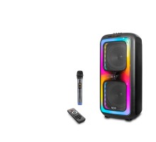 Bluetooth Hoparlör Fm Radyo 2X8 Inç Usb Tf Aux Rgb Mikrofonlu Kumandalı - Siyah NDR1097