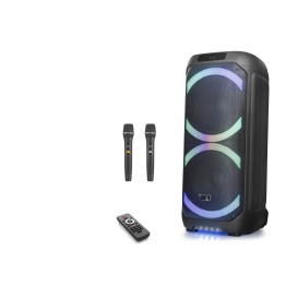 Çift Karaoke Mikrofonlu Bluetooth Hoparlör Fm Radyo 60W 2x12 İnç Rgb Kumandalı Siyah NDR1312