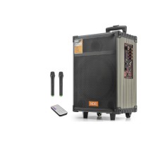 Bluetooth Hoparlör Fm Radyo 12 Inç Usb Tf Aux Çift Mikrofonlu Kumandalı - Siyah NDRC12