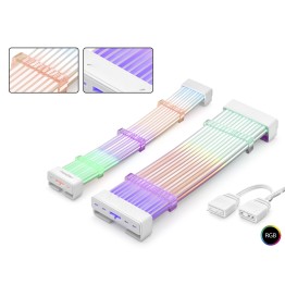 A-Rgb Sleeved Kablo Kılıfı Seti Anakart 24 Pin Ekran Kartı 2x8 Pin Beyaz ND2800SET