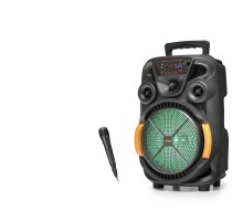 Bluetooth Hoparlör Fm Radyo 8 Inç Usb Tf Aux Rgb Mikrofonlu - Siyah QS4009