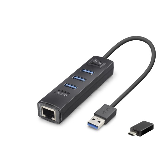 toptan-xml-dropshipping-Usb Type-c 3.2 Gen1 Hub Ethernet Gigabit 4 Port Siyah RJ4503