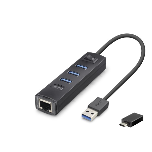 toptan-xml-dropshipping-Usb Type-c 3.2 Gen1 Hub Ethernet Gigabit 4 Port Siyah RJ4503