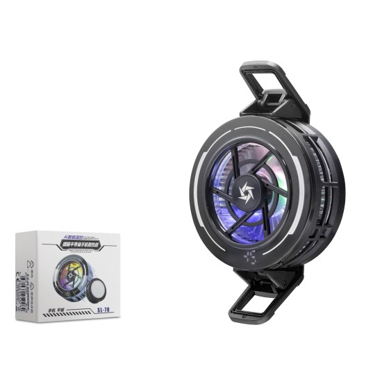toptan-xml-dropshipping-Manyetik Klipsli Telefon Soğutucu Fan Rgb Isı Göstergeli Siyah SL70