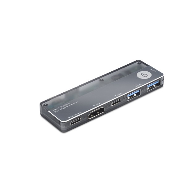 toptan-xml-dropshipping-Type-c 3.1 Gen1 Hub Pd Hdmı 4K 5 Port 5 Gbps Alüminyum Gri TUH353