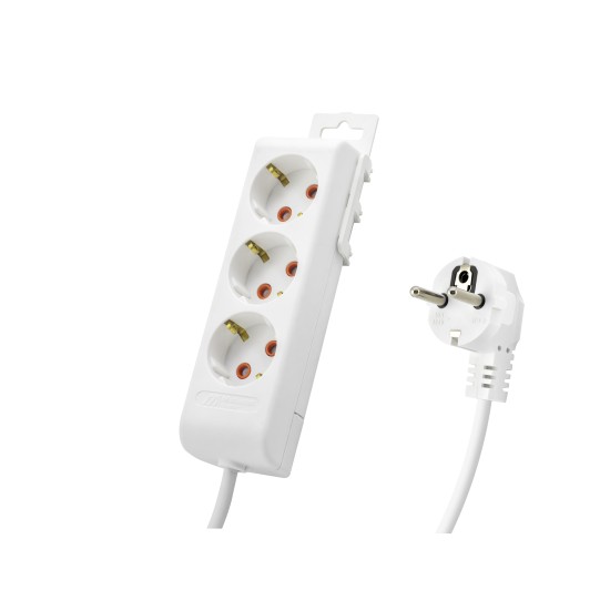 toptan-xml-dropshipping-Ri-Tech Topraklı Uzatma Kablosu 3 Priz 3 M - Beyaz