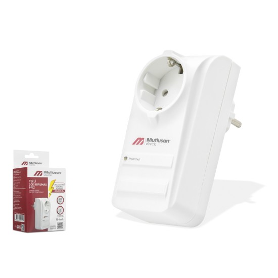 toptan-xml-dropshipping-Şok Korumalı Tekli Priz - Beyaz